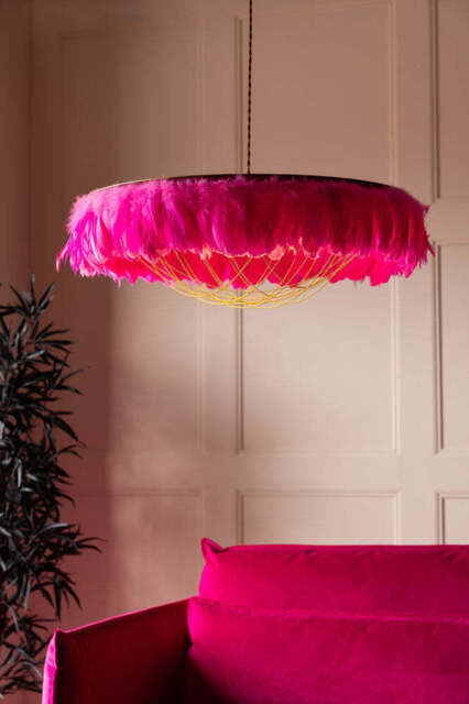 Fabulous Feather Ceiling Light Shade - Hot Pink - image 1