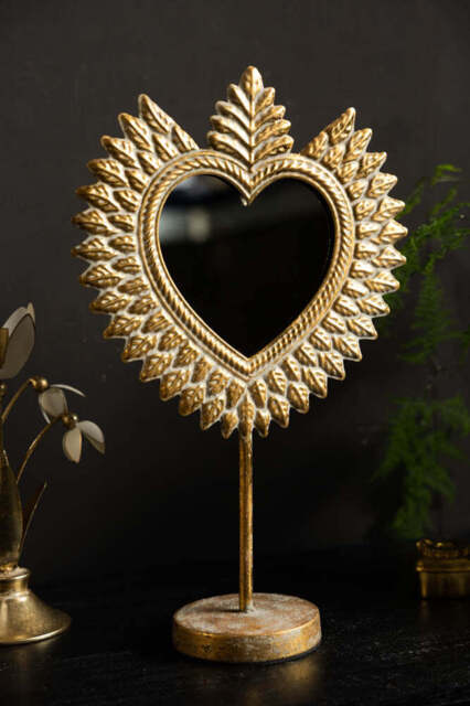 Gold Milagro Heart Tabletop Mirror - image 1