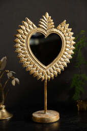 Gold Milagro Heart Tabletop Mirror - thumbnail 1