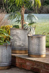 Set of 3 Industrial Style Iron Planters - thumbnail 1