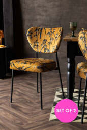 Set Of 2 Dining Chairs In Bamboo Velvet - thumbnail 1
