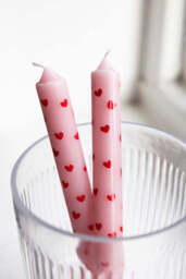 Set of 2 Red & Pink Heart Dinner Candles - thumbnail 5