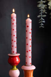 Set of 2 Red & Pink Heart Dinner Candles - thumbnail 4