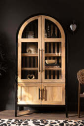 Black & Natural Wood Arched Display Cabinet - thumbnail 3