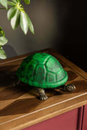 Green Speckled Glass Turtle Table Lamp