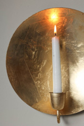 Round Gold Leaf Candlestick Holder Wall Sconce - thumbnail 5