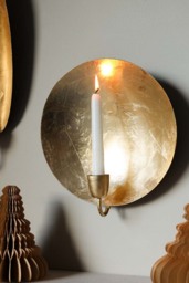 Round Gold Leaf Candlestick Holder Wall Sconce - thumbnail 3