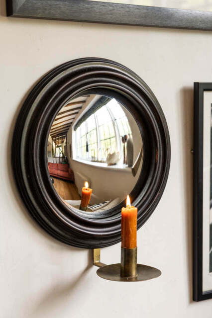 Round Convex Mirror Wall Sconce - image 1