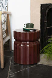 Ribbed Edge Round Side Table in Rust Glaze - thumbnail 3