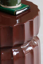 Ribbed Edge Round Side Table in Rust Glaze - thumbnail 5