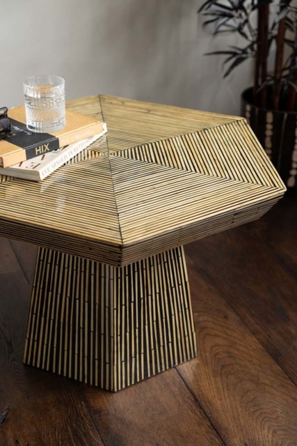 Bamboo Inlay Hexagon Coffee Table - image 1