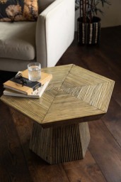 Bamboo Inlay Hexagon Coffee Table - thumbnail 5