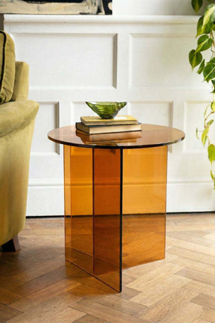 Seventies Amber Glass Side Table - image 1