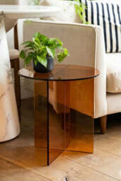 Seventies Amber Glass Side Table - thumbnail 3