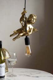 Quirky Gold Cherub Ceiling Pendant Light - thumbnail 3