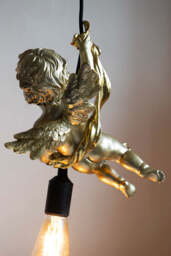 Quirky Gold Cherub Ceiling Pendant Light - thumbnail 4