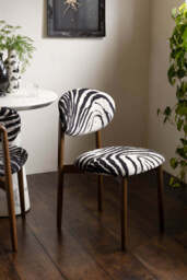 Set of 2 Zebra Print Velvet Dining Chairs - thumbnail 4