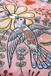 Denim & Bone Blue Lovebirds Woven Cotton Throw - thumbnail 3