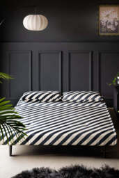 Mabel Large 2 Seater Sofa Bed in Studio Stripe Velvet Sand & Black - thumbnail 3