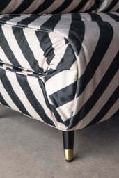 Mabel Large 2 Seater Sofa Bed in Studio Stripe Velvet Sand & Black - thumbnail 5