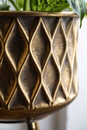 Set Of 2 Antique Brass Planters On Stand - thumbnail 3