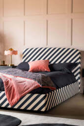 The Jagger Ottoman Bed in Studio Stripe Velvet Sand & Black - Available in 2 Sizes - thumbnail 3