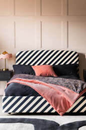 The Jagger Ottoman Bed in Studio Stripe Velvet Sand & Black - Available in 2 Sizes - thumbnail 4
