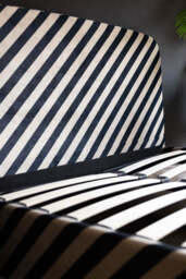 The Jagger Ottoman Bed in Studio Stripe Velvet Sand & Black - Available in 2 Sizes - thumbnail 5