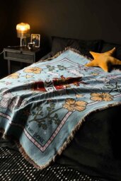Denim & Bone Blue Loved Woven Cotton Throw - thumbnail 3