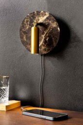Marble Effect Wall Light With USB Phone Charger - thumbnail 1
