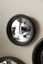 Antique Black Thin Framed Small Convex Mirror