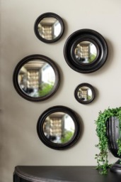 Antique Black Thin Framed Small Convex Mirror - thumbnail 3