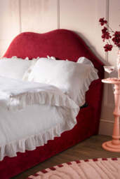 Lips Bed in Cherry Red Needlecord Velvet - Available in 2 Sizes - thumbnail 3