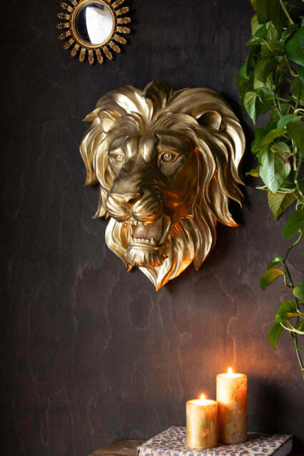 Large Gold Lion Head Wall Art - image 1