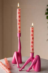Kicking Leg Candle Holder In Hot Pink - thumbnail 3