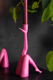 Kicking Leg Candle Holder In Hot Pink - thumbnail 1