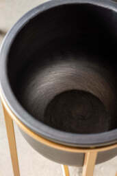 Set of 2 Black Planters With Gold Stand - thumbnail 5