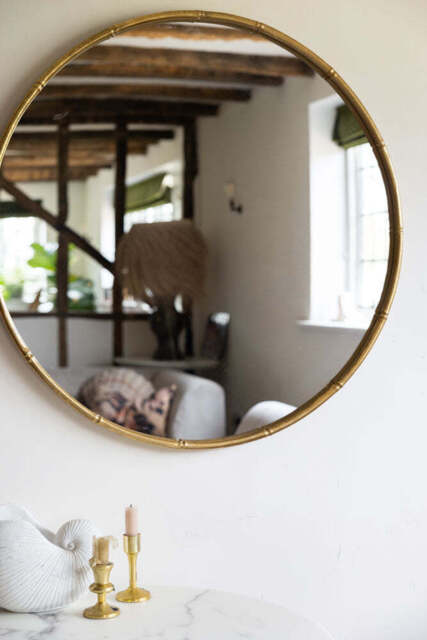 Round Antique Gold Wall Mirror - image 1