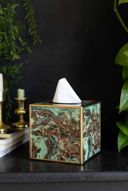 Green Marble Effect Tissue Box - image 1