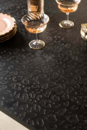 Leopard Print Black Wood 6 Seater Dining Table - thumbnail 4