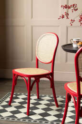 Set of 2 Chez Pitou Wood & Woven Cane Dining Chairs in Red - thumbnail 1