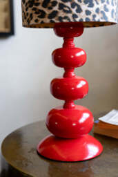 Curve Red Table Lamp With Leopard Shade - thumbnail 4