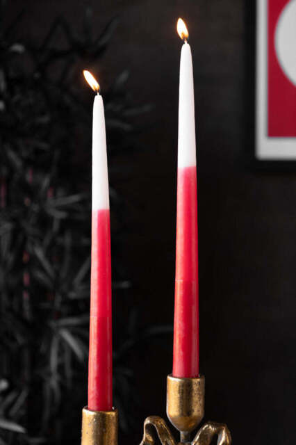 Set Of 2 Ombre Red Dinner Candles - image 1
