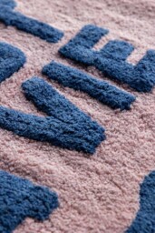 Navy & Pale Pink C'est La Vie Bath Mat - thumbnail 5