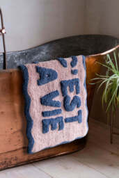 Navy & Pale Pink C'est La Vie Bath Mat - thumbnail 4