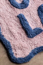 Navy & Pale Pink C'est La Vie Bath Mat - thumbnail 3