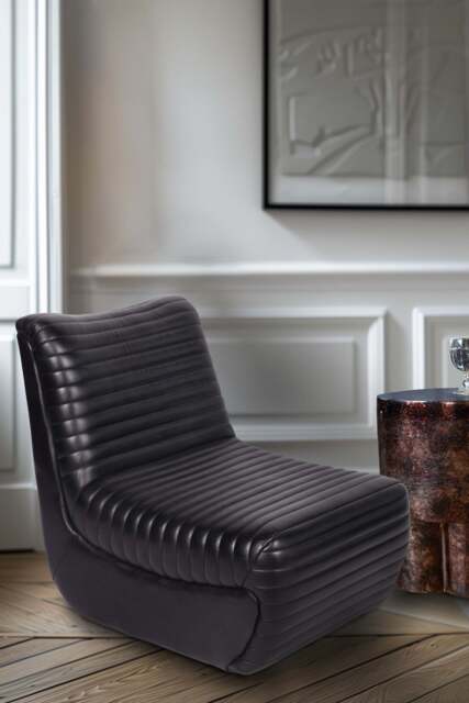 Traditional Charcoal Leather Occasional Chair - image 1