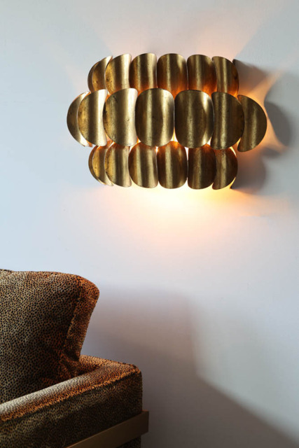 Antique Brass Curve Disc Wall Light - image 1