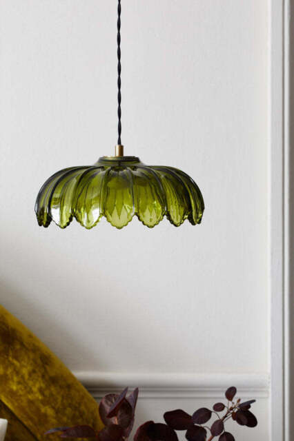 Gold & Green Pendant Desert Island Palm Light - image 1