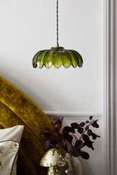 Gold & Green Pendant Desert Island Palm Light - thumbnail 4